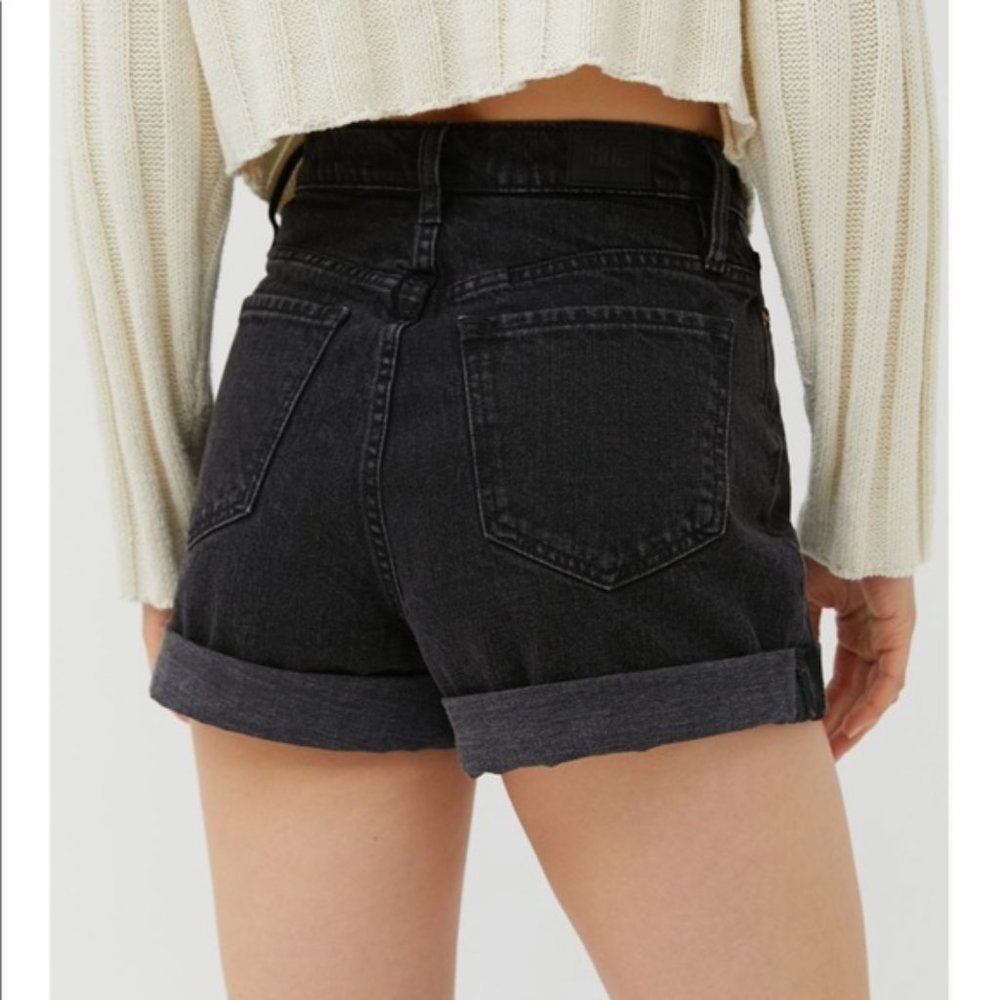 BDG High-Waisted Mom Black Denim Shorts Cuffed
